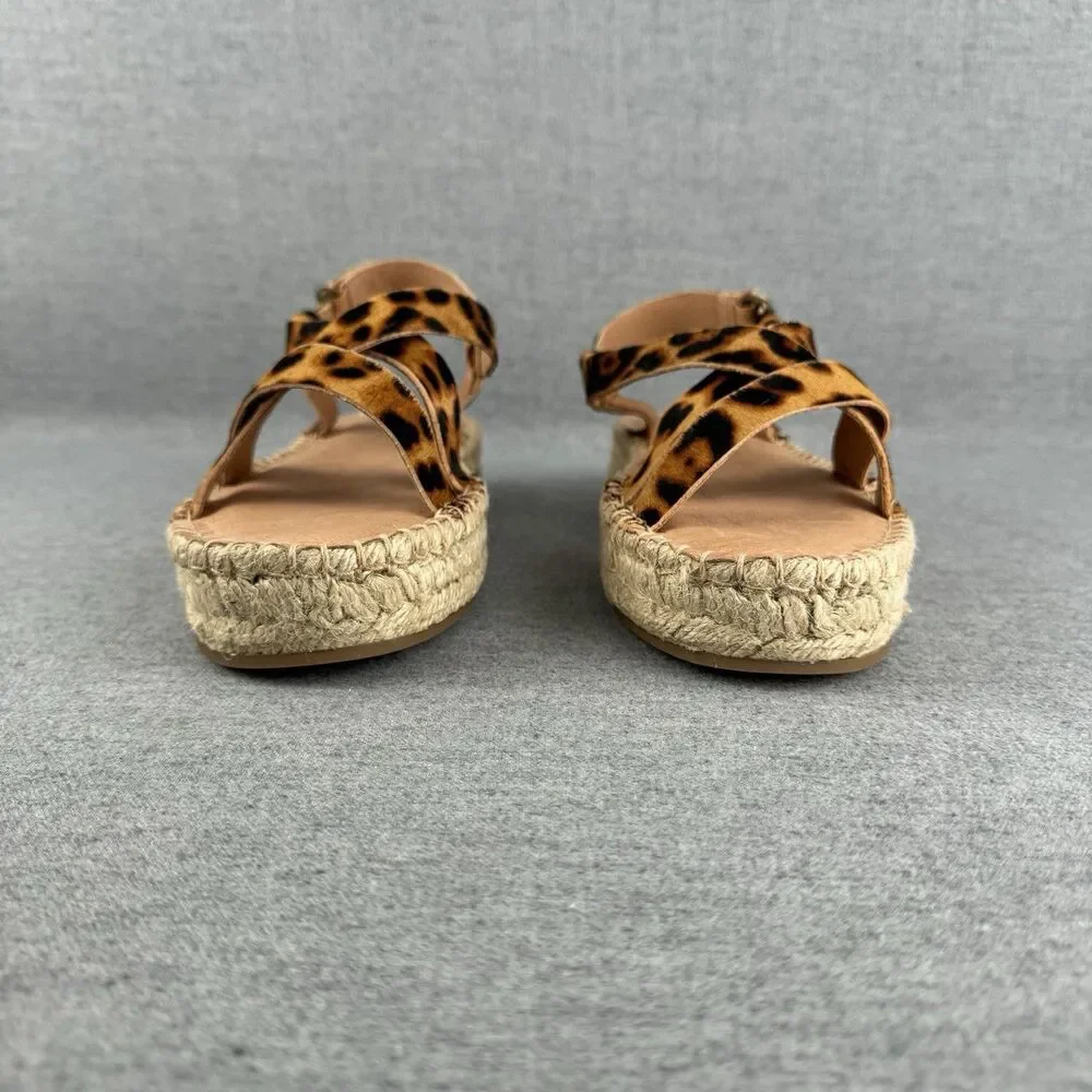 New‎ Madewell Sandals Womens 8.5 Brown Leather Animal Print Beachy Boho Resort